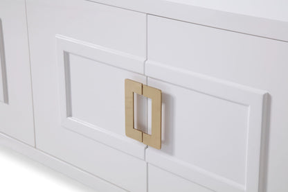 Modrest Leah Contemporary White High Gloss and Champagne Gold Buffet