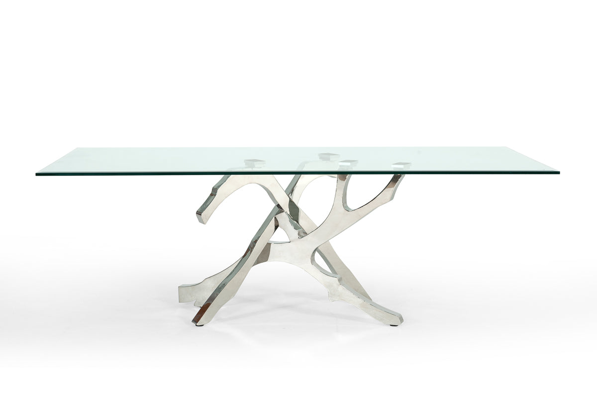 Modrest Legend Modern Glass and Stainless Steel Dining Table