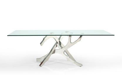 Modrest Legend Modern Glass and Stainless Steel Dining Table