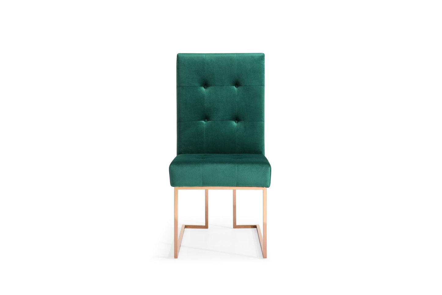 Modrest Legend Modern Green Velvet and Rosegold Dining Chair
