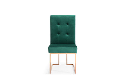 Modrest Legend Modern Green Velvet and Rosegold Dining Chair