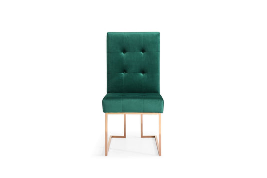 Modrest Legend Modern Green Velvet and Rosegold Dining Chair
