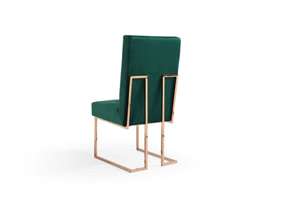Modrest Legend Modern Green Velvet and Rosegold Dining Chair