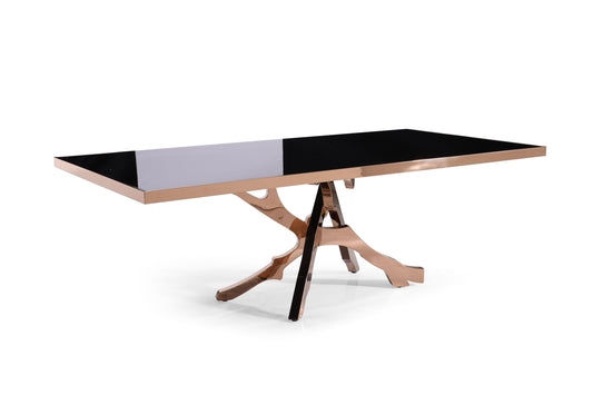 Modrest Legend Modern Black Glass and Rosegold Dining Table