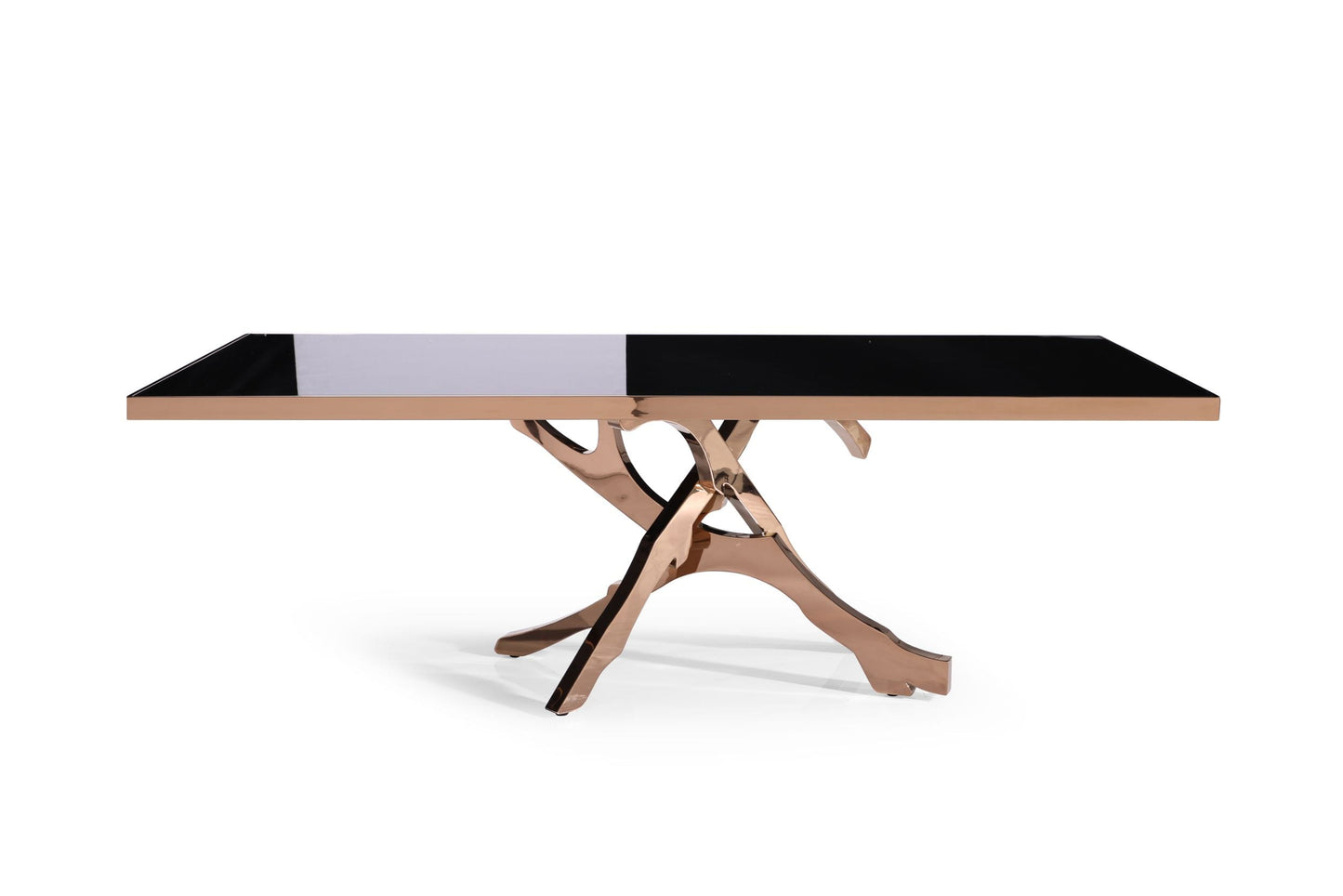 Modrest Legend Modern Black Glass and Rosegold Dining Table