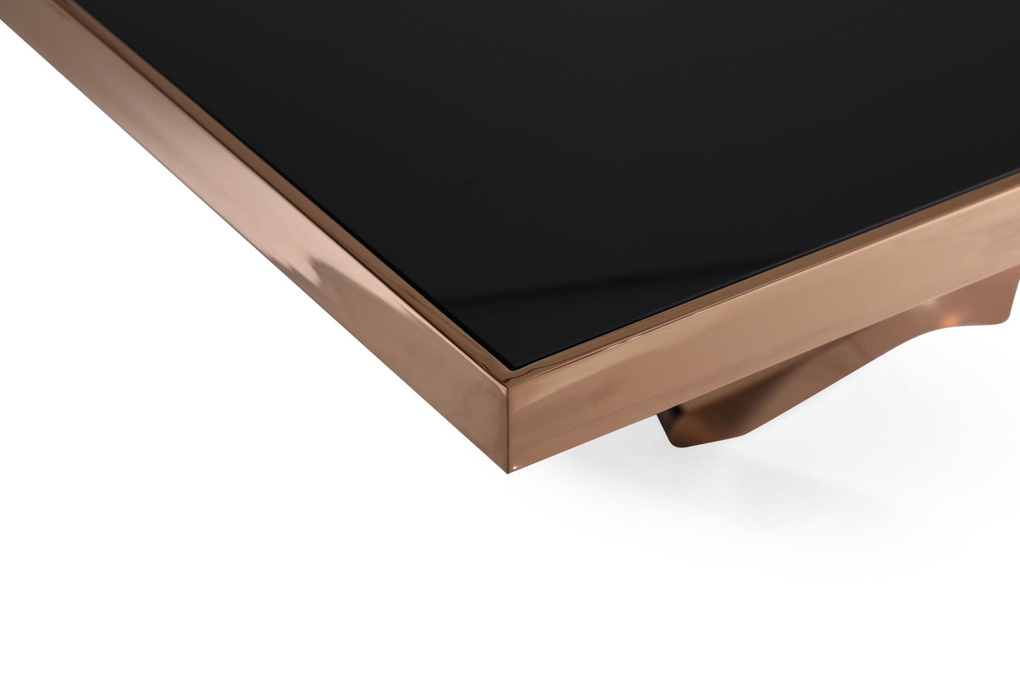 Modrest Legend Modern Black Glass and Rosegold Dining Table