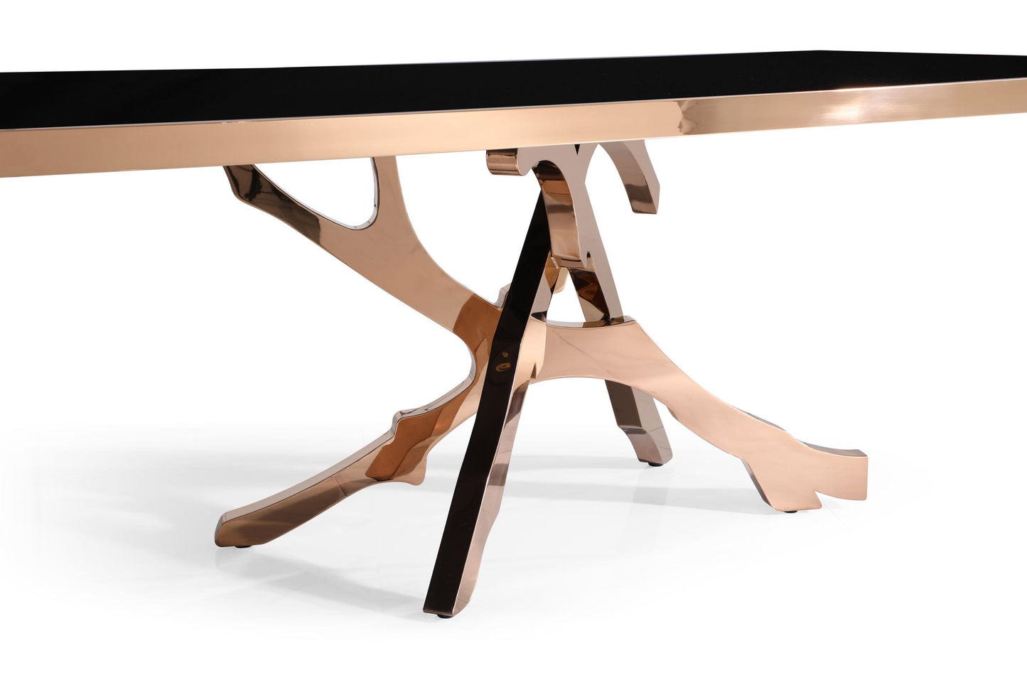 Modrest Legend Modern Black Glass and Rosegold Dining Table