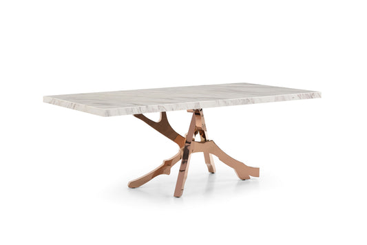 Modrest Legend Modern White Marble and Rosegold Dining Table
