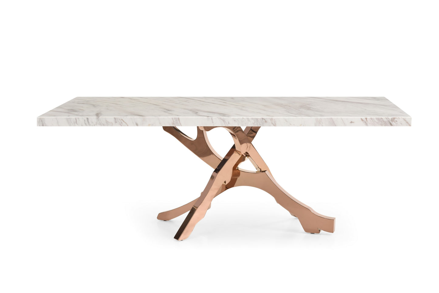 Modrest Legend Modern White Marble and Rosegold Dining Table