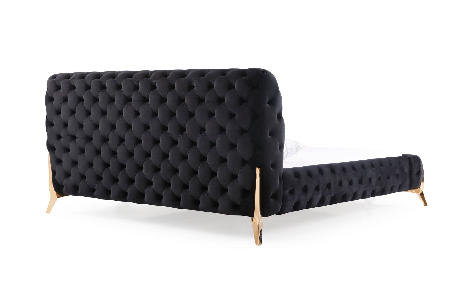 Modrest Legend Modern Black Velvet and Rosegold Bed