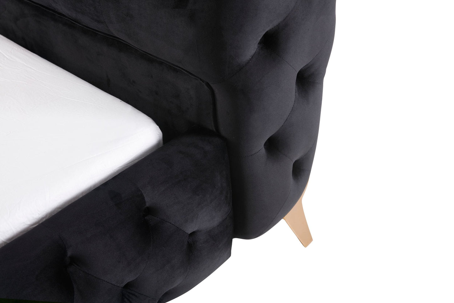 Modrest Legend Modern Black Velvet and Rosegold Bed