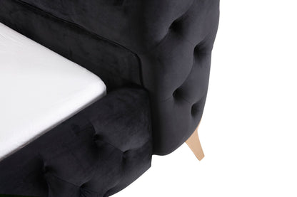 Modrest Legend Modern Black Velvet and Rosegold Bed