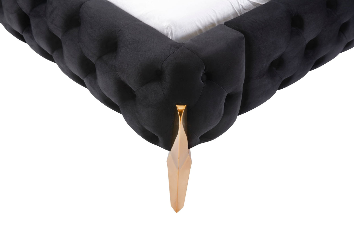 Modrest Legend Modern Black Velvet and Rosegold Bed