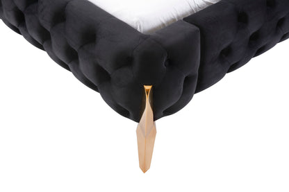 Modrest Legend Modern Black Velvet and Rosegold Bed