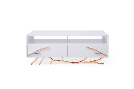 Modrest Legend Modern White and Rosegold Coffee Table