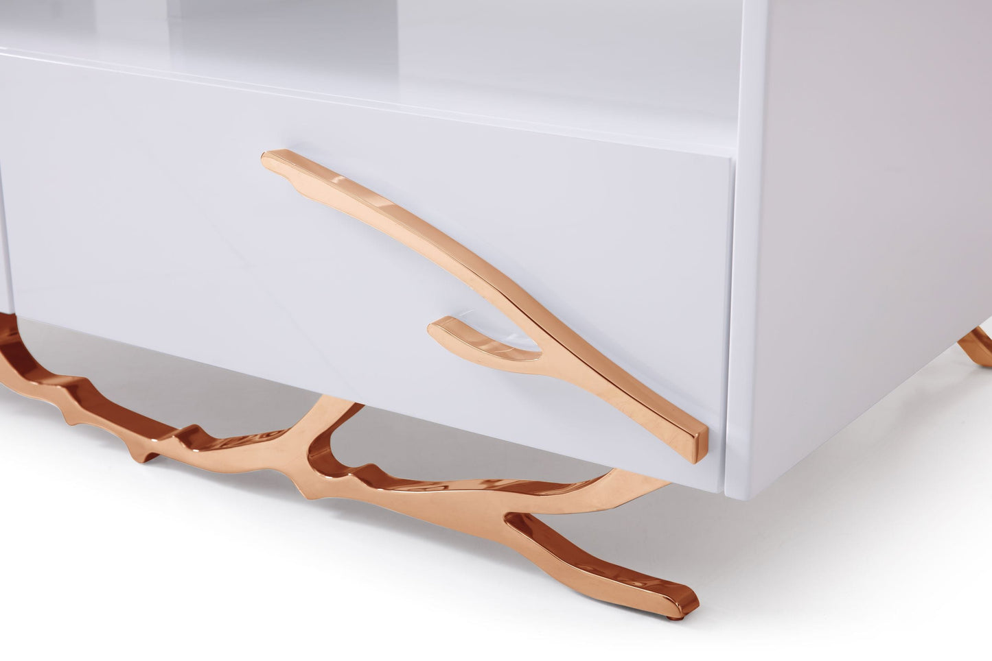 Modrest Legend Modern White and Rosegold Coffee Table