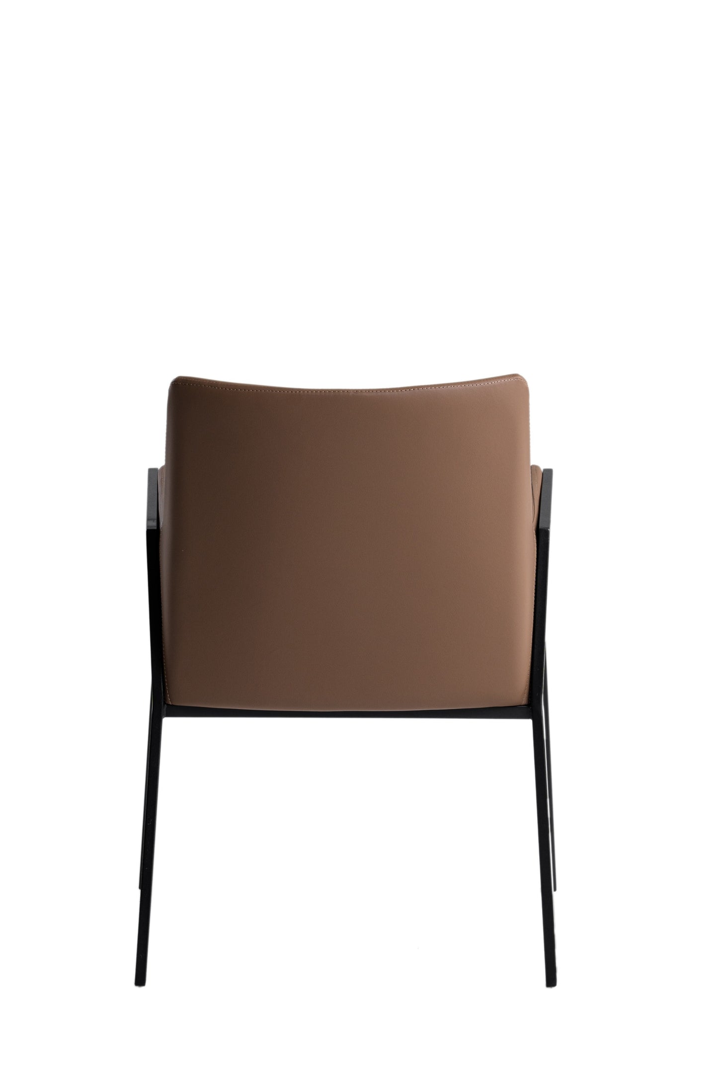 Modrest Leshay Modern Dark Camel Vegan Leather Black Metal Dining Chair