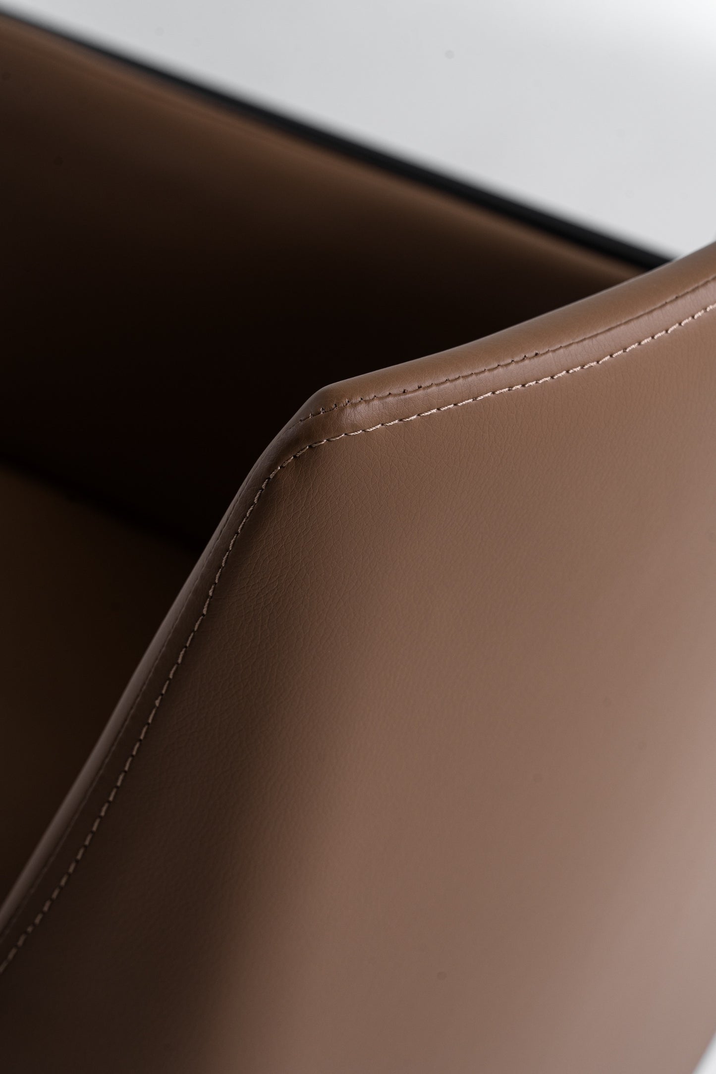 Modrest Leshay Modern Dark Camel Vegan Leather Black Metal Dining Chair