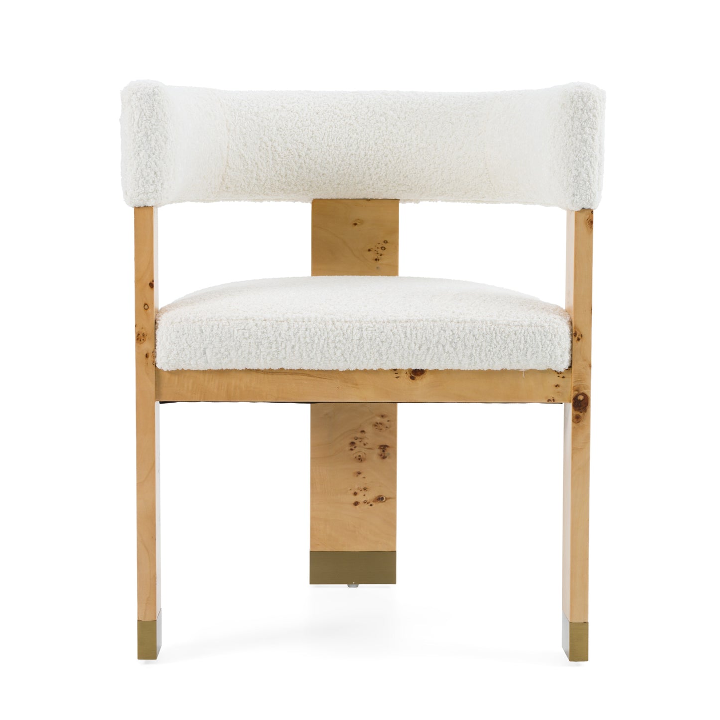 Modrest Letha Modern Cream Fabric Burl Dining Chair