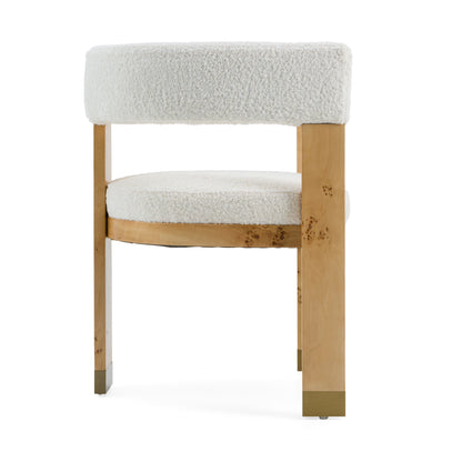 Modrest Letha Modern Cream Fabric Burl Dining Chair