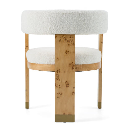 Modrest Letha Modern Cream Fabric Burl Dining Chair