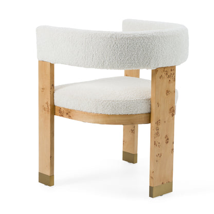 Modrest Letha Modern Cream Fabric Burl Dining Chair