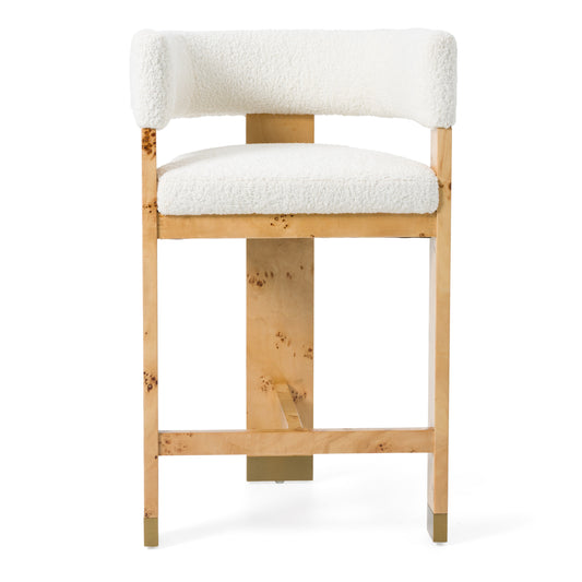 Modrest Letha Modern Cream Fabric Burl Counter Chair