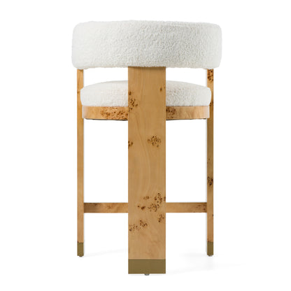 Modrest Letha Modern Cream Fabric Burl Counter Chair