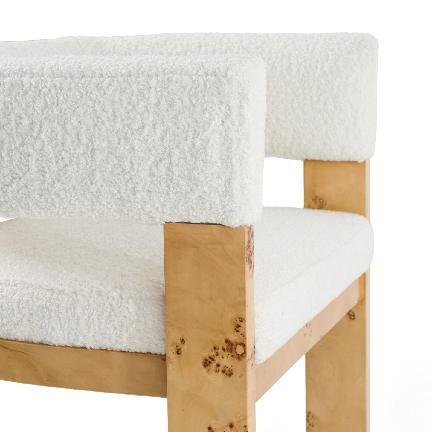 Modrest Letha Modern Cream Fabric Burl Counter Chair