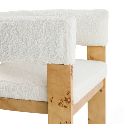 Modrest Letha Modern Cream Fabric Burl Counter Chair