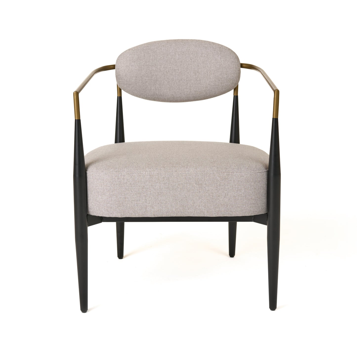 Modrest Liberty Modern Beige Fabric Black and Gold Accent Chair