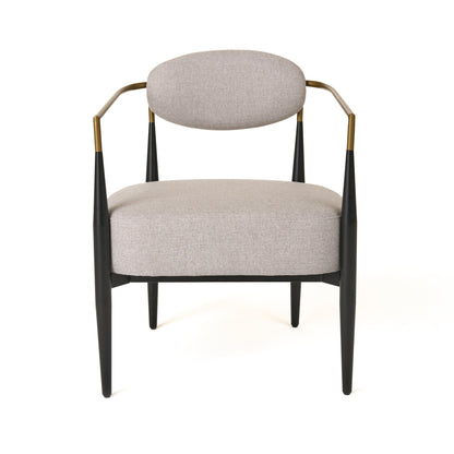 Modrest Liberty Modern Beige Fabric Black and Gold Accent Chair