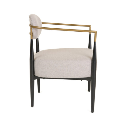Modrest Liberty Modern Beige Fabric Black and Gold Accent Chair