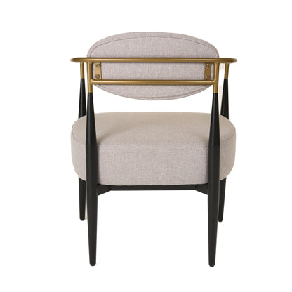 Modrest Liberty Modern Beige Fabric Black and Gold Accent Chair