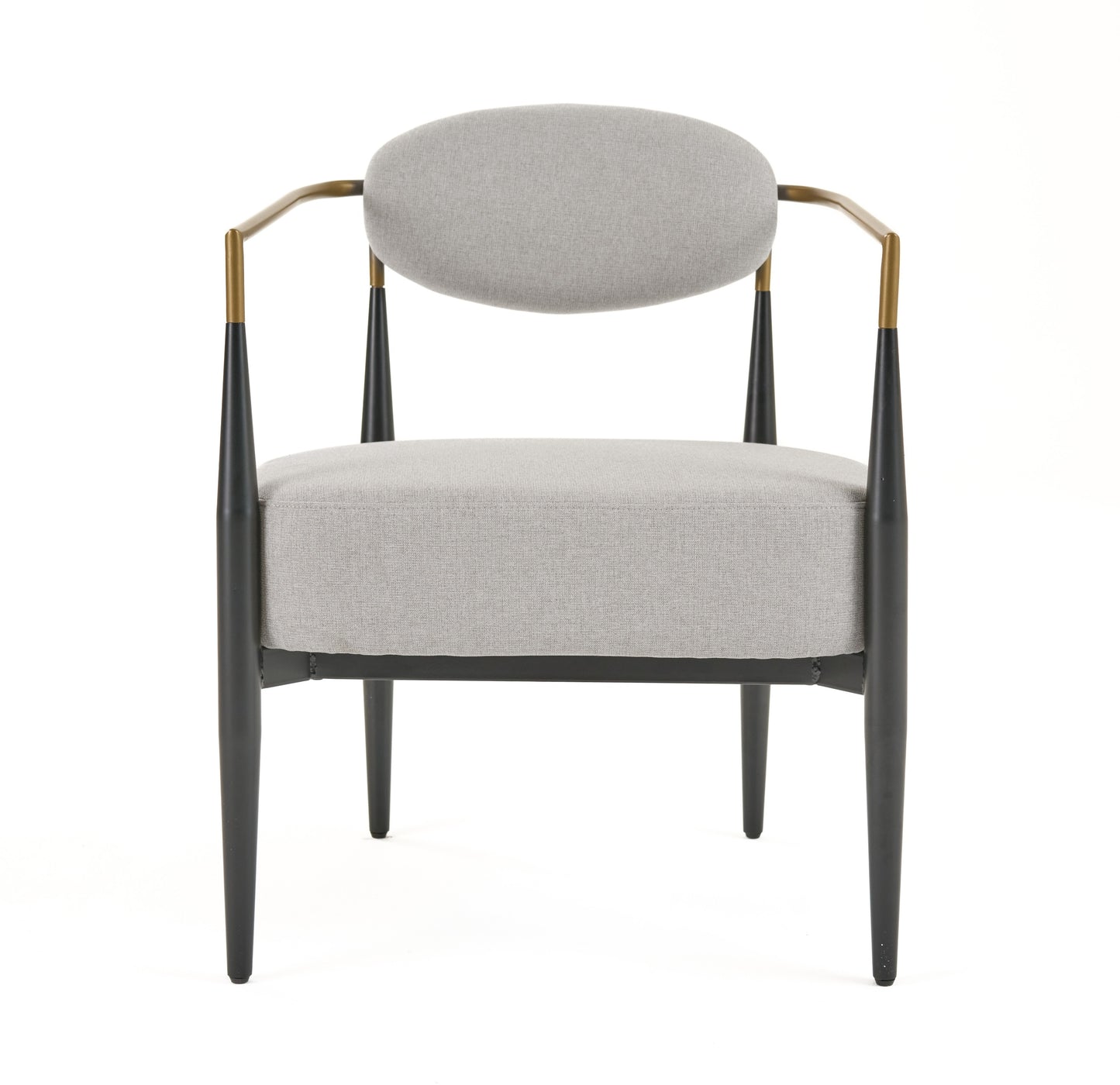 Modrest Liberty Modern Light Grey Fabric Black and Gold Accent Chair