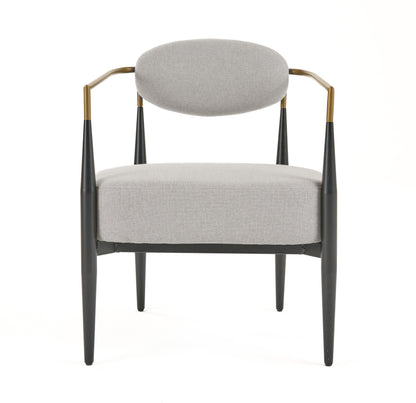 Modrest Liberty Modern Light Grey Fabric Black and Gold Accent Chair