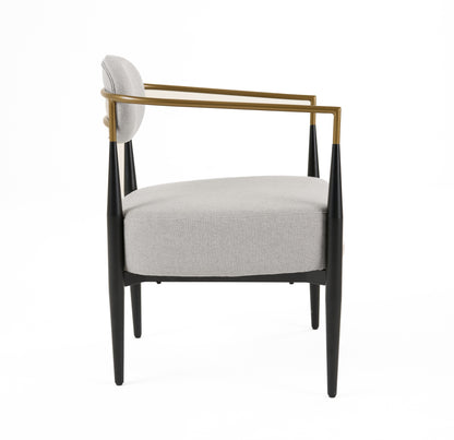 Modrest Liberty Modern Light Grey Fabric Black and Gold Accent Chair