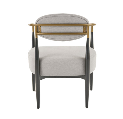 Modrest Liberty Modern Light Grey Fabric Black and Gold Accent Chair