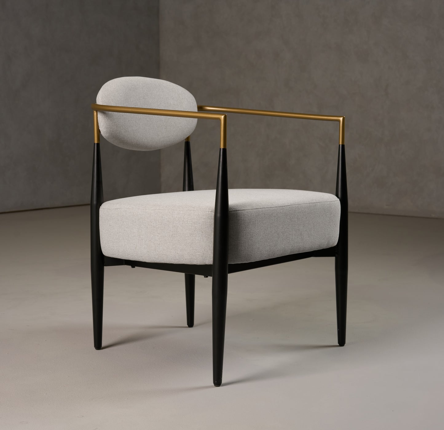 Modrest Liberty Modern Light Grey Fabric Black and Gold Accent Chair