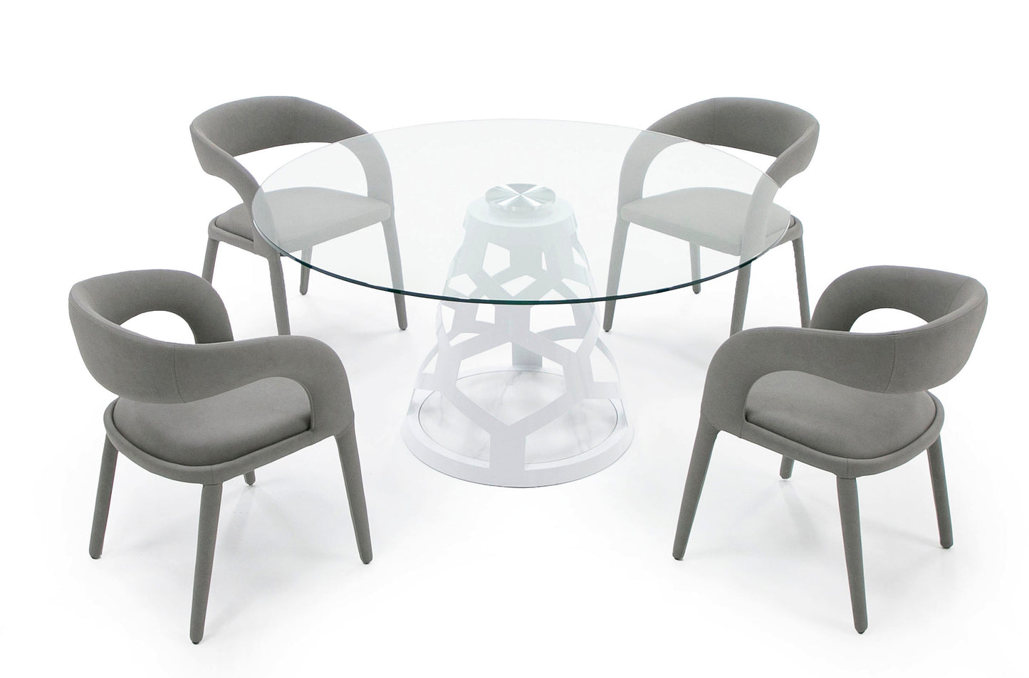 Modrest Lilly Modern 12mm Round Glass White Dining Table