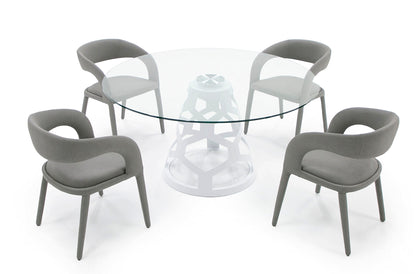 Modrest Lilly Modern 12mm Round Glass White Dining Table