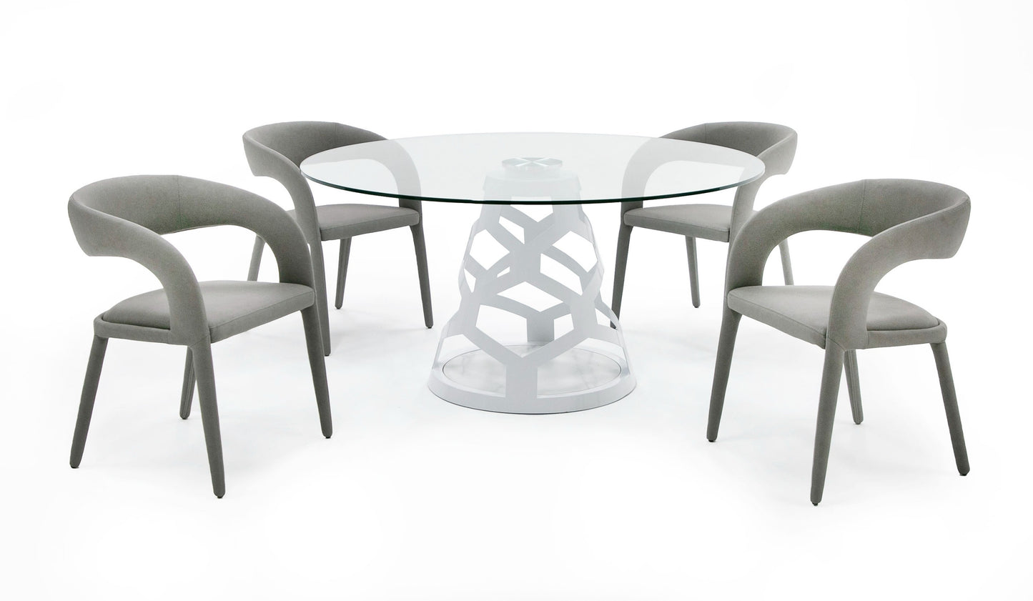 Modrest Lilly Modern 12mm Round Glass White Dining Table