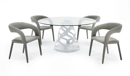 Modrest Lilly Modern 12mm Round Glass White Dining Table