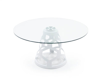 Modrest Lilly Modern 12mm Round Glass White Dining Table