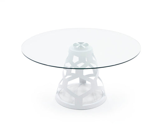 Modrest Lilly Modern 12mm Round Glass White Dining Table