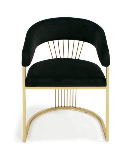 Modrest Linda Modern Black Velvet and Gold Dining Chair