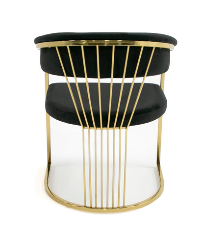 Modrest Linda Modern Black Velvet and Gold Dining Chair