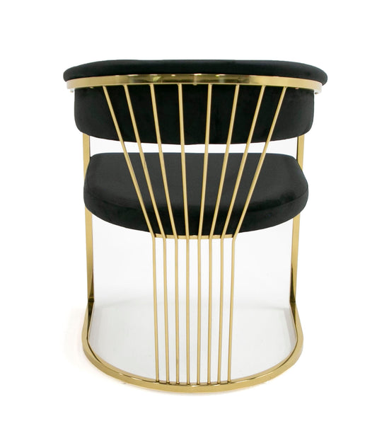 Modrest Linda Modern Black Velvet and Gold Dining Chair