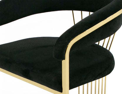 Modrest Linda Modern Black Velvet and Gold Dining Chair