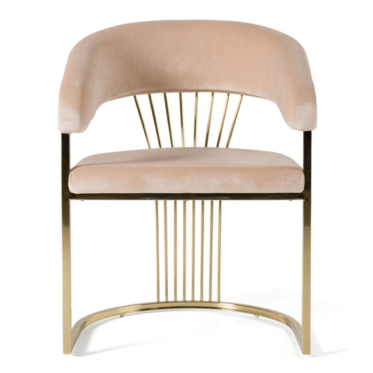 Modrest Linda Modern Beige Velvet and Gold Dining Chair